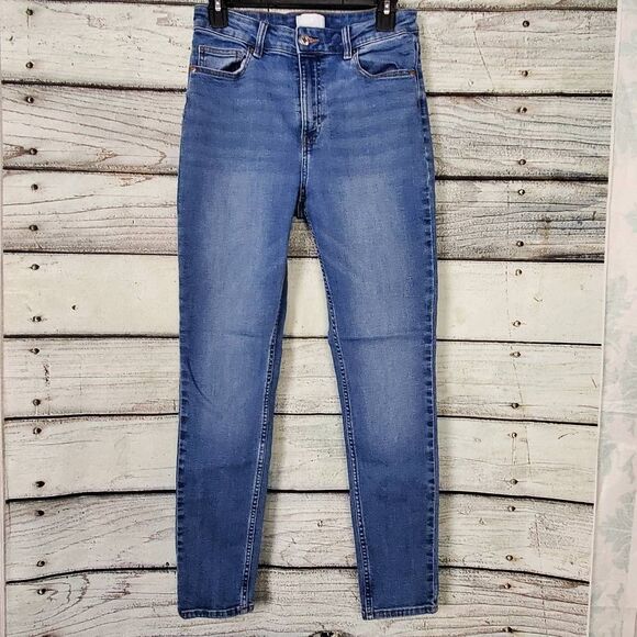 H&M Women’s Skinny Jeans Size 8 Blue High Rise Stretch Denim - Picture 1 of 7